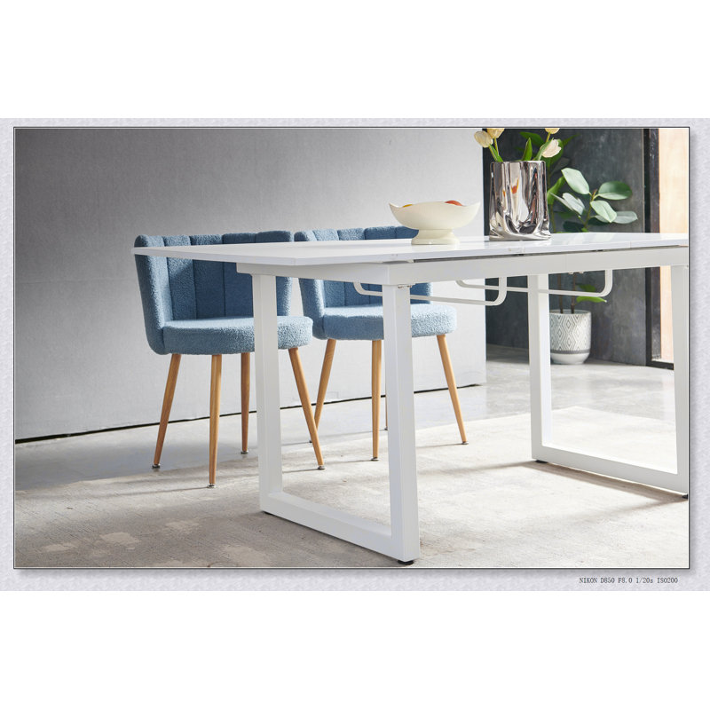 couleur, table de salle à manger extensible carrée avec pieds en métal, table de cuisine moderne peu encombrante