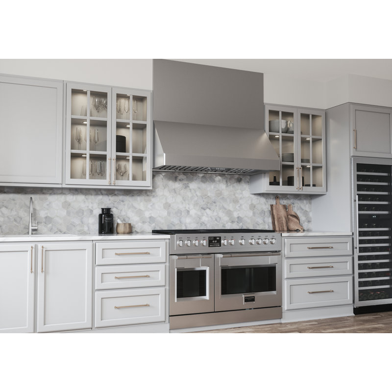 Zephyr Tempest II 30" 650 CFM Wall Mount Range Hood with LED Light in Stainless Steel, 48"