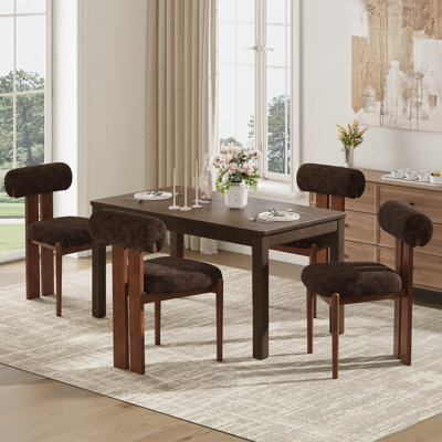 Modern Upholstered Dining Chairs with Solid Wood Legs