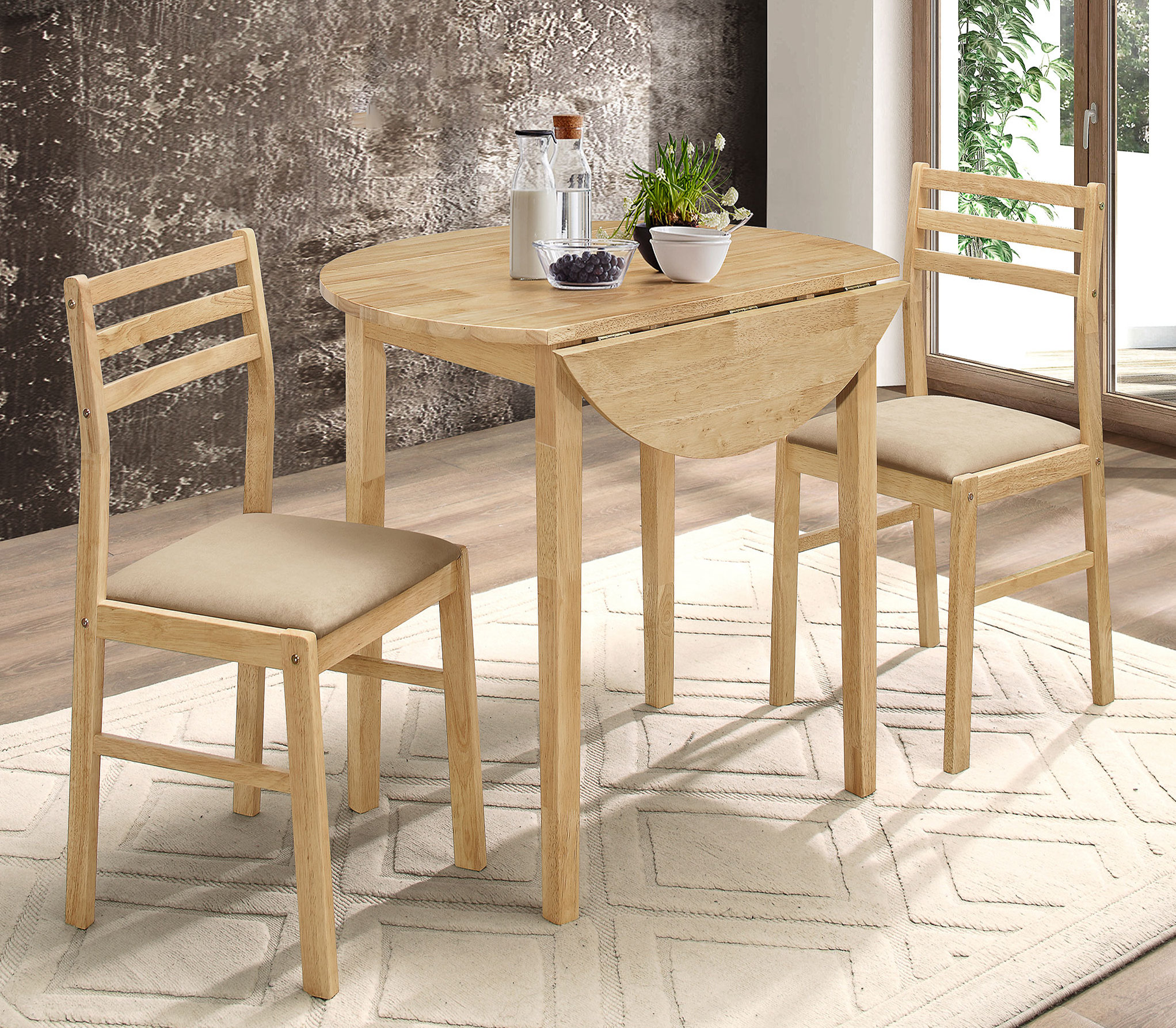 Winston Porter 3-Piece Round Drop Leaf Dining Table Set | Wayfair