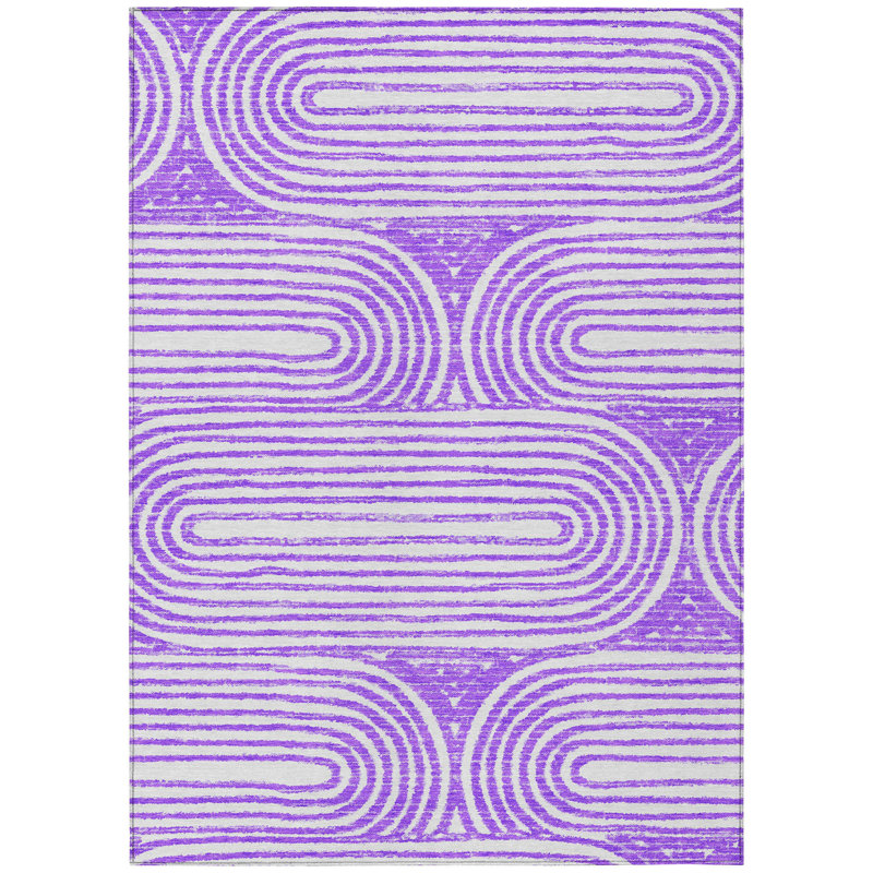 Tapis intérieur lavable abstrait mauve et blanc 10 pi x 14 pi HomeRoots