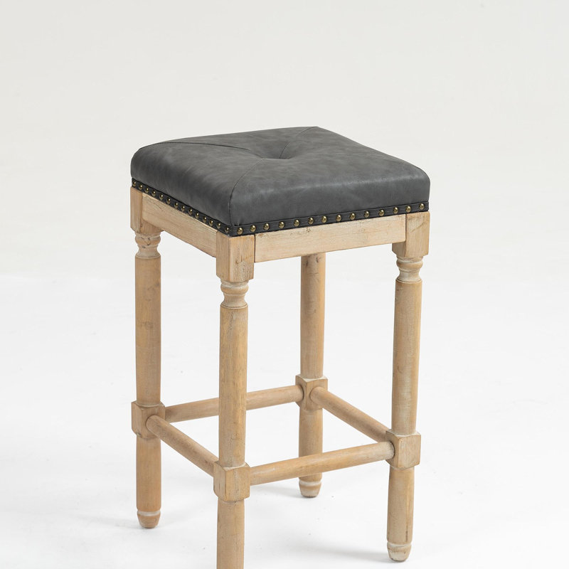 Ensemble de 2 tabourets de comptoir en bois touffeté 26 pouces
