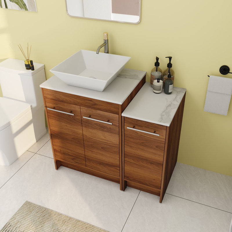 35.46'' Single Bathroom Vanity with Ceramic Top