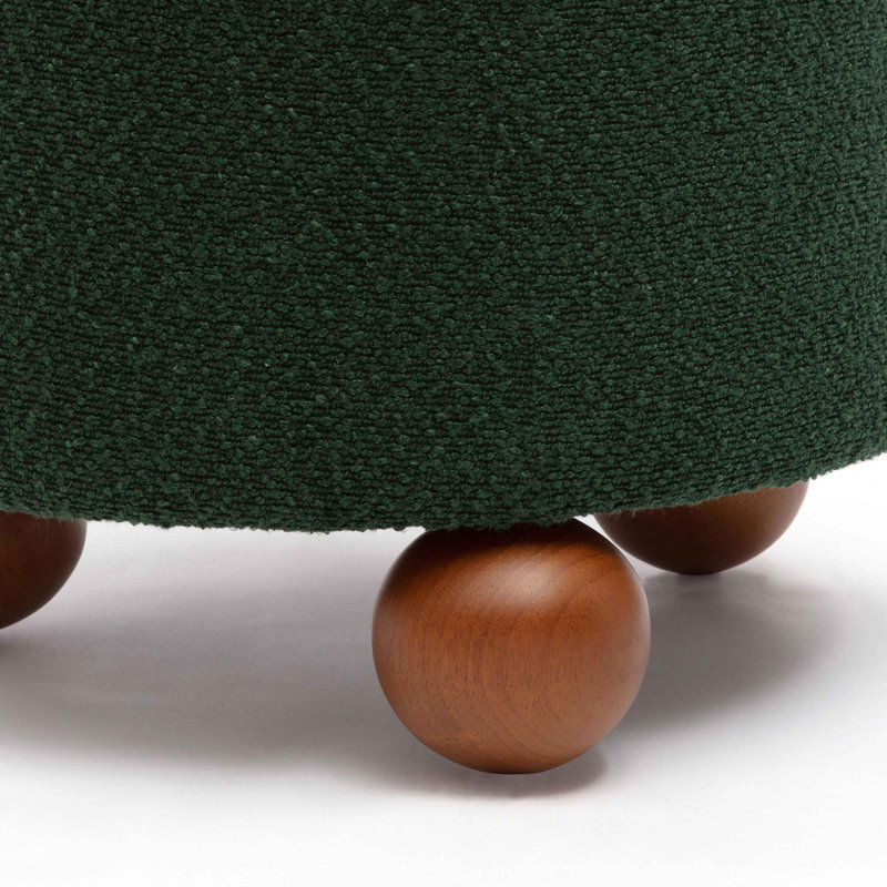 Tabouret Jaine Boucle, Noyer, Mélange de polyester, Vert