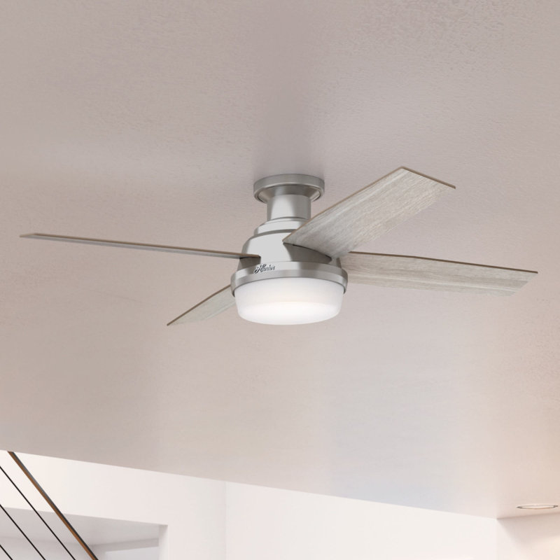 Ceiling Fan with LED Lights, Natural Wood