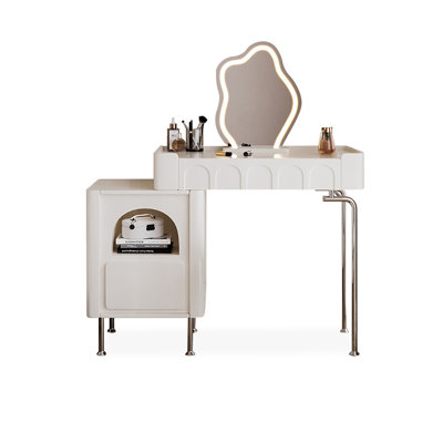 Coiffeuse de maquillage avec miroir lumineux, 2 tiroirs