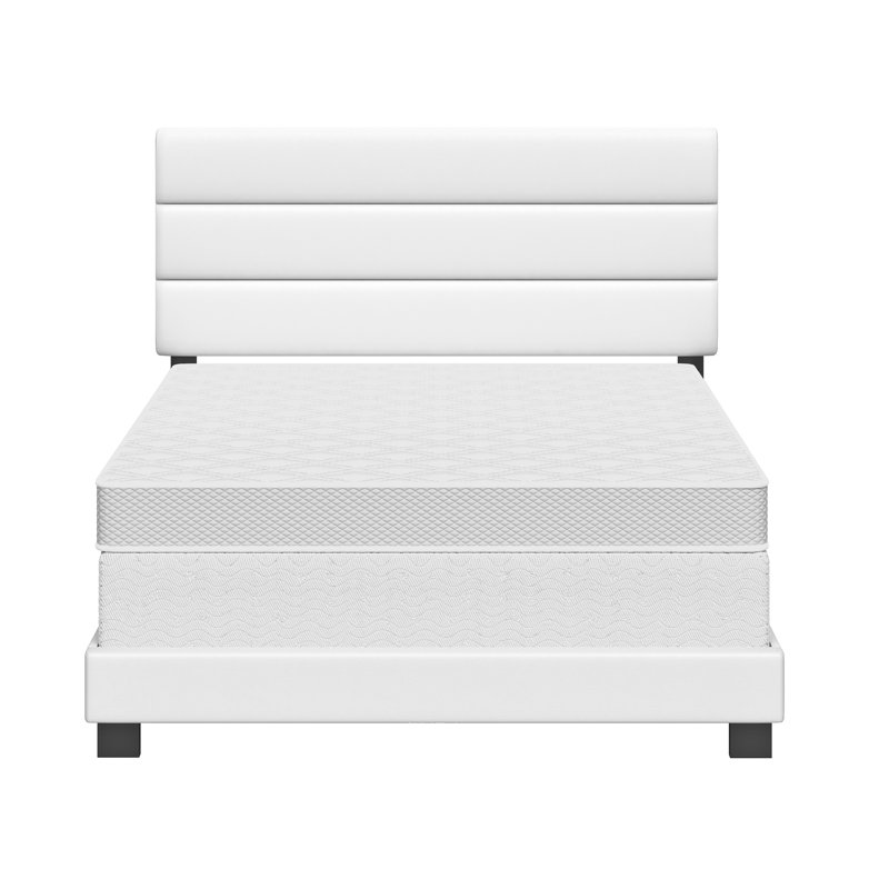 Boyd Sleep Napoli Faux Leather Fabric Upholstered Platform Bed Frame w/Adjustable Headboard, no Noise Strong Wood Slat Support, Box Spring/Foundation Required, Easy Effortless Assembly,