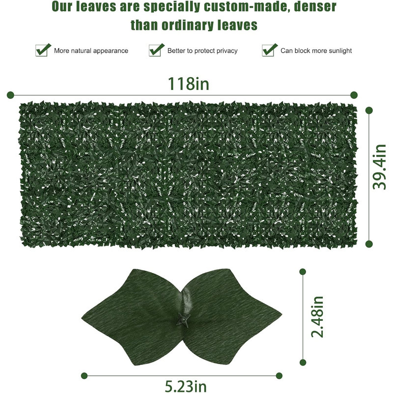 Écran d'intimité en faux lierre, H 39,4 po x l 118 po
