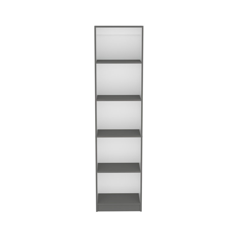 Bibliothèque TG, bureau, gris mat / blanc, Blanc / Gris, (5 tablettes) H 71,1 po x l 17,72 po x P 11,77 po