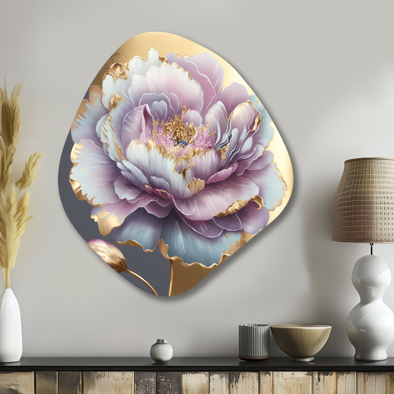 «Mauve», fleur simple, art mural asymétrique en forme de nébuleuse de fleurs, H 35 po x l 31 po