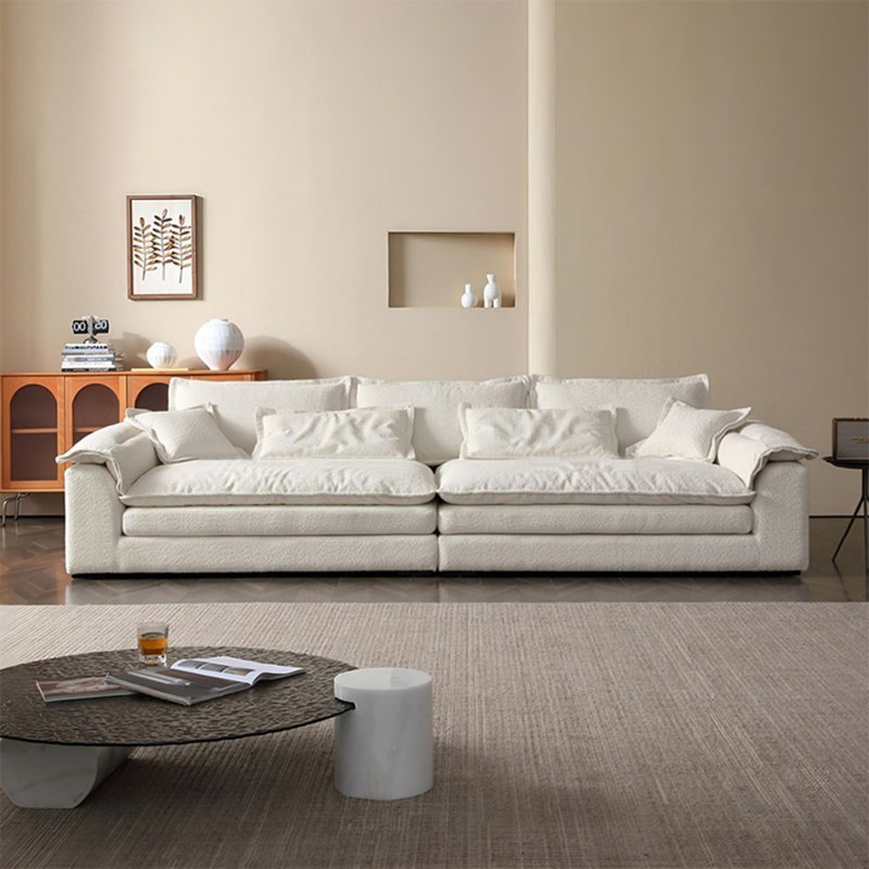 Canapé modulaire en velours blanc, 29.92" H x 125.98" W x 47.24" D