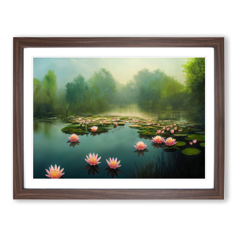 Special Water Lily Pond - Framed Print, 25cm H x 34cm W, Walnut Frame