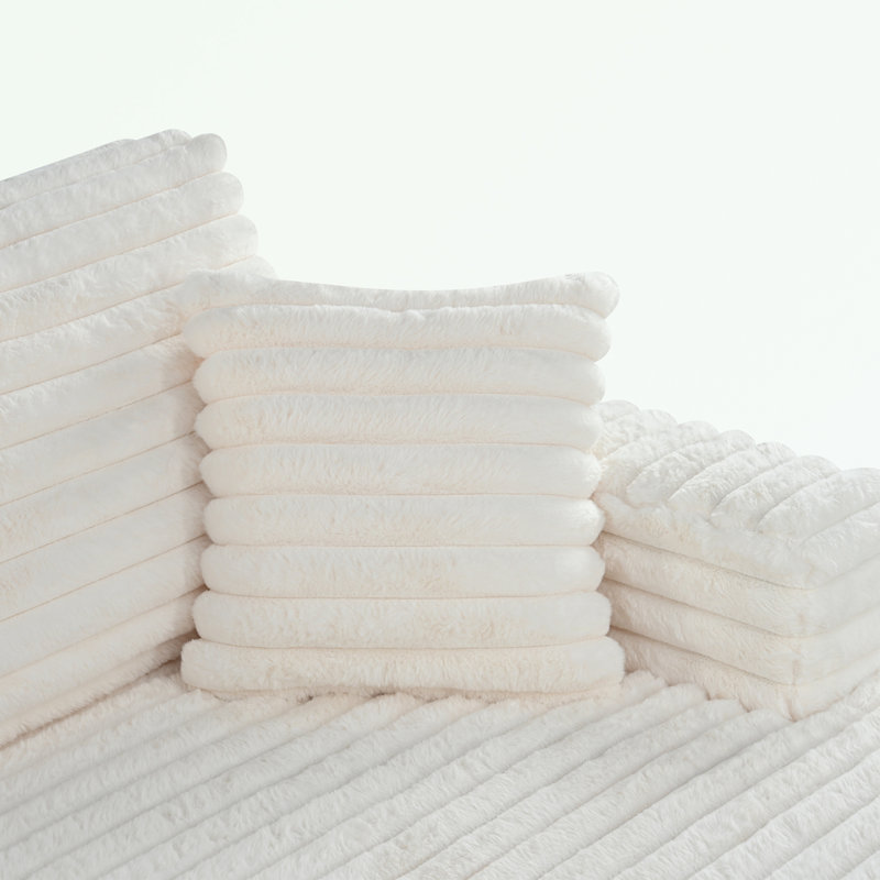 Causeuse en velours côtelé avec 2 coussins, Beige