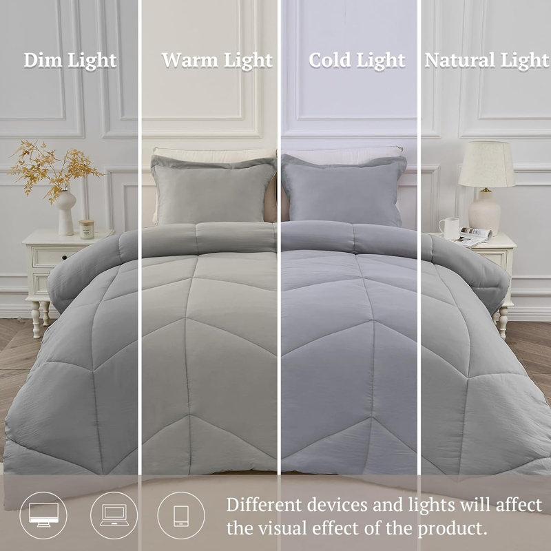 Édredon en duvet synthétique toutes saisons, Lit simple, Gris