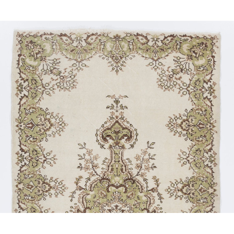 Tapis turc Oushak rétro fait à la main avec motif de médaillon