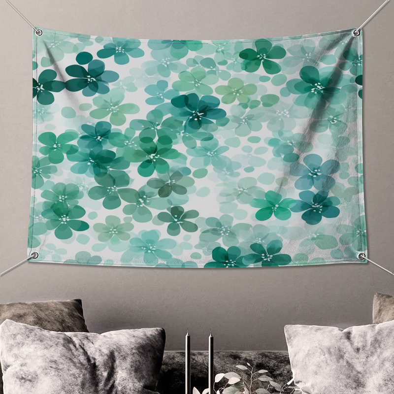 Tapisserie murale florale - Décoration murale nature, H 50 po x l 60 po avec 4 œillets