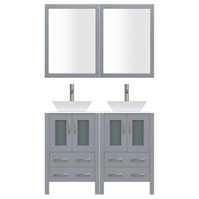 Ensemble de meuble-lavabo de salle de bain double 36 po avec miroir modern