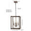 Luminaire suspendu rectangulaire 4 lumières Buryl