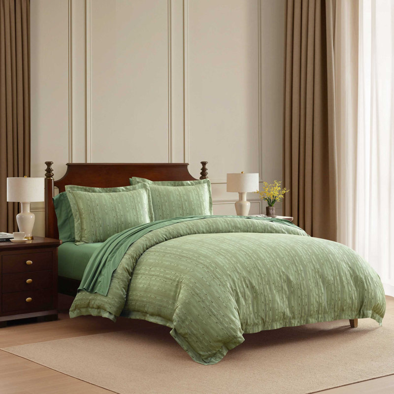 Martha By Martha Stewart Reversible Duvet Cover Set, Housse de couette très grand et 2 très grandes t, Green Wood & Shiplap