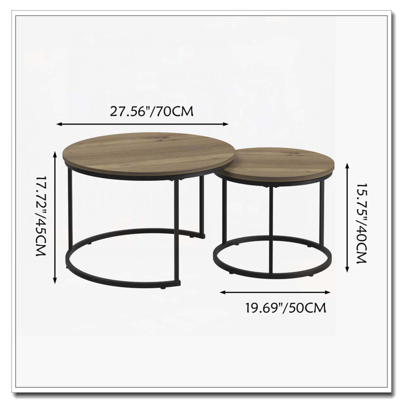 Ensemble de tables basses Nesting, Brown, Wood