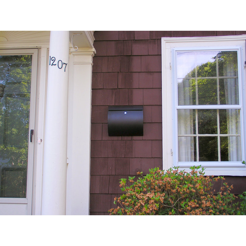 Black Locking Wall Mounted Steel Mailbox