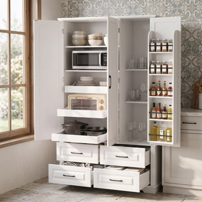 Armoire de cuisine haute avec 3 plateaux coulissants