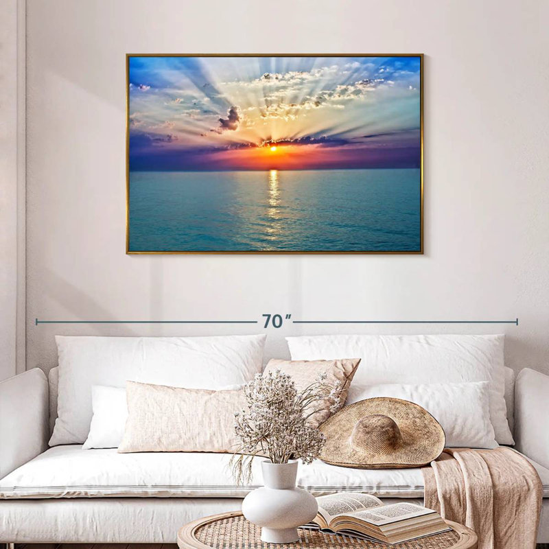 Golden Vanna Sunrise, Cadre flottant doré, 43 po x 29 po