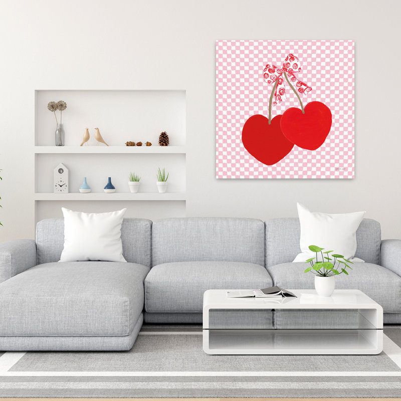 Cherry Hearts, art contemporain, H 36 po x l 36 po