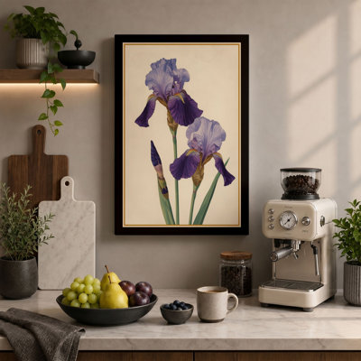 Purple Iris Study Botanical - Wrapped Canvas