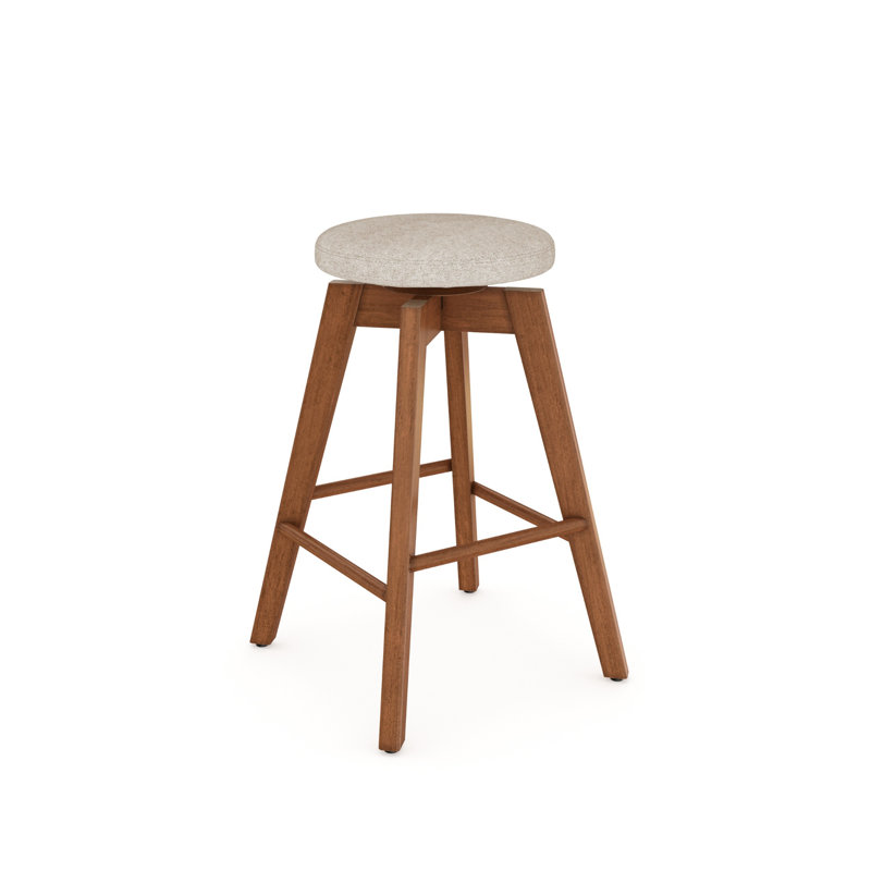 Tabouret de comptoir pivotant de 26 po, Café antique / polyester blé naturel, 1