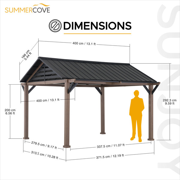 Summercove Kinzie 13 pies W x 13 pies. Gazebo de patio de acero D