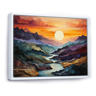 «Orange Teal Mountains Bold Landscape», reproduction d'art sur toile