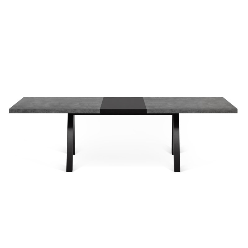 Leana Extendable Dining Table, Concrete/Black