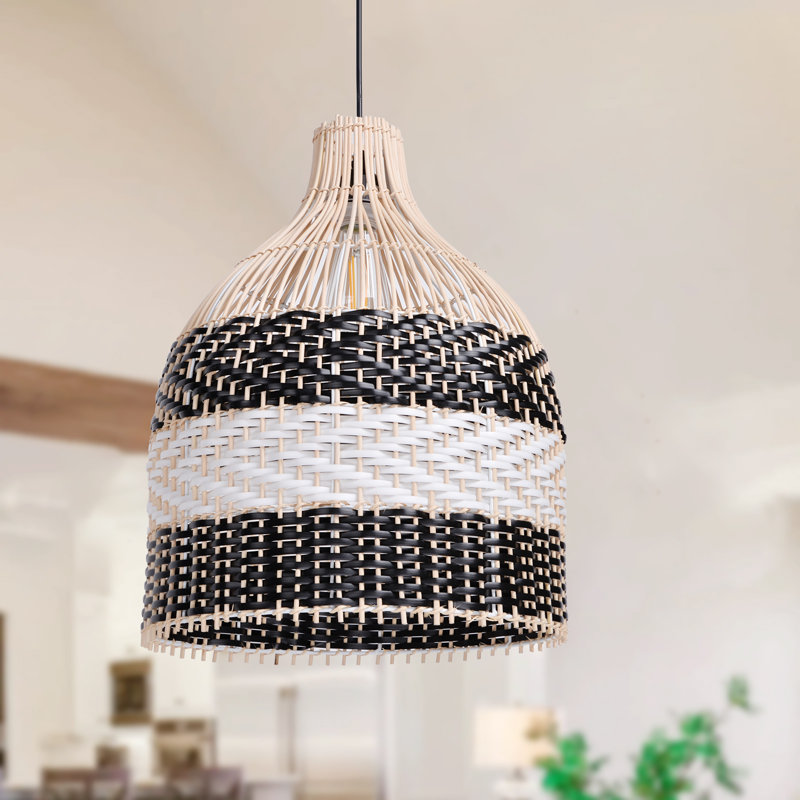 Luminaire suspendu simple 1 lumière, Black/White, H 78 po x l 15,7 po x P 15,7 po