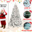 Arbre de Noël de 7 pi, floqué avec 500 lumières Ul, 45 branches de pin, branches enneigées, branches articulées, support en métal robuste - assemblage facile et arbre de 7 pi, construction 1124, idée de base pour la décoration d'hiver
