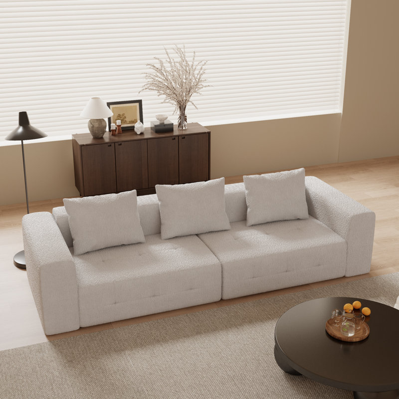 3 Seater Fabric Reception Sofa With 3 Pillows