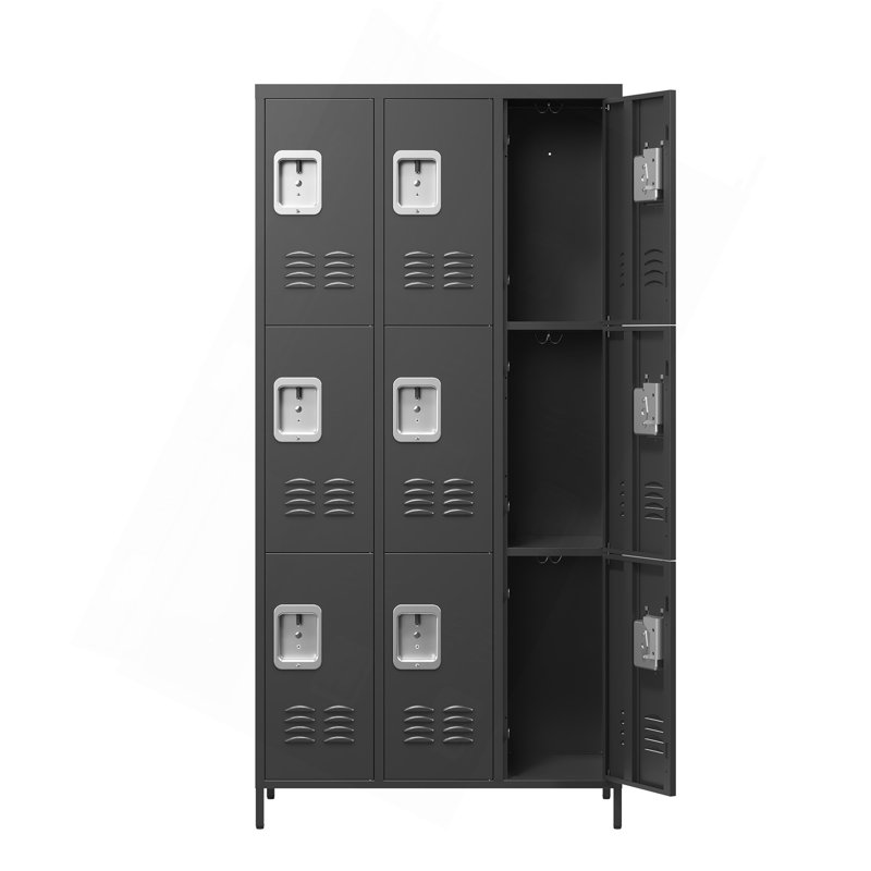 9 casiers en métal de 72 po de hauteur avec serrure pour les employés, école, bureau, salle de sport, chambre à coucher, armoire de rangement, gris, assemblage requis