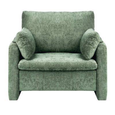 Chaise d'appoint verte, chaise d'appoint rembourrée moderne avec accoudoirs, fauteuils en tissu avec coussin épais et dossier arqué, fauteuil simple en tissu pour salon, chambre à coucher, bureau, bureau