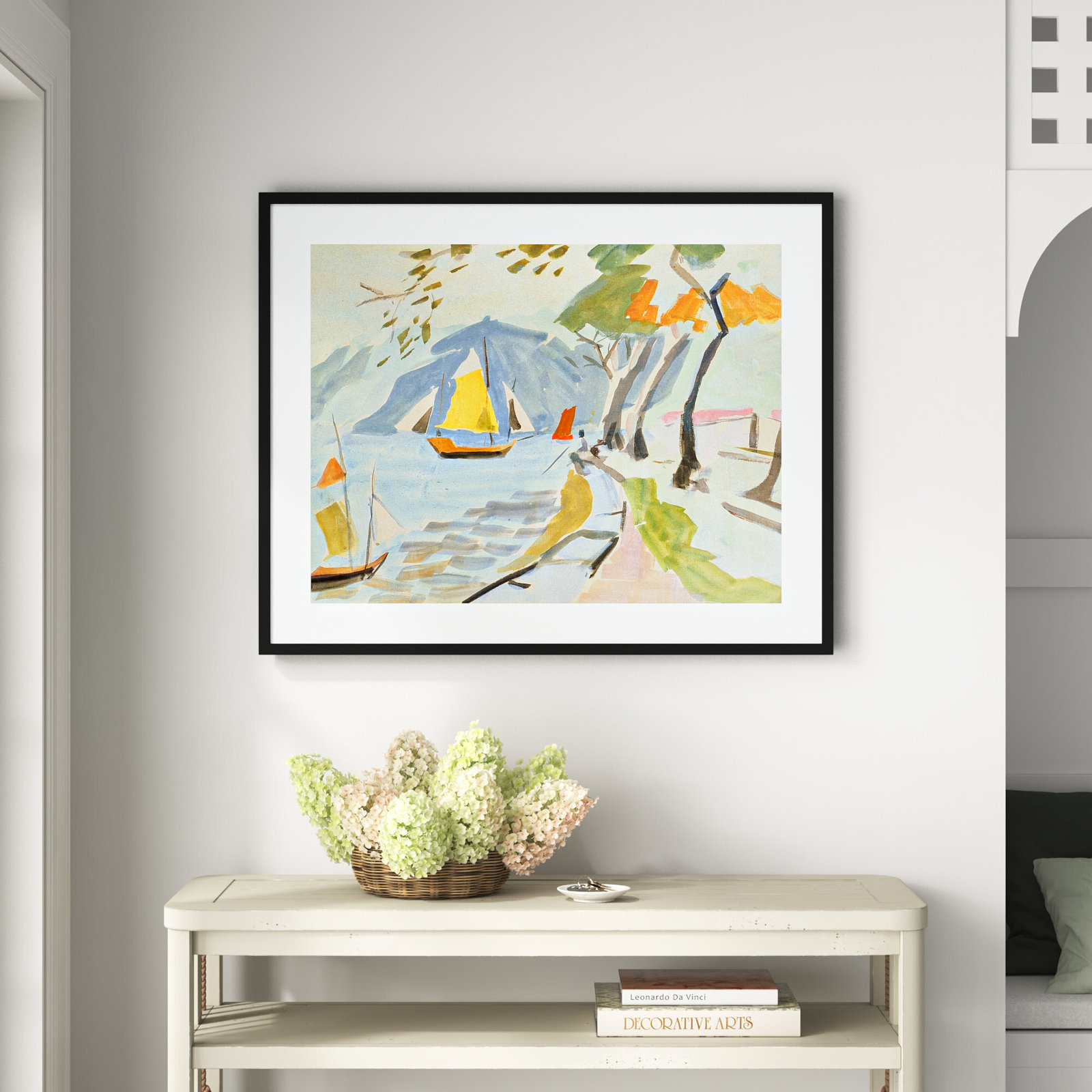 Macau Shoreline Print by Anne Durham, 33" H x 41" W x 1" D, Black