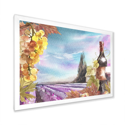 " Bottles And Leaves Of Grapes, A Lavender Field II " Color Photography Print