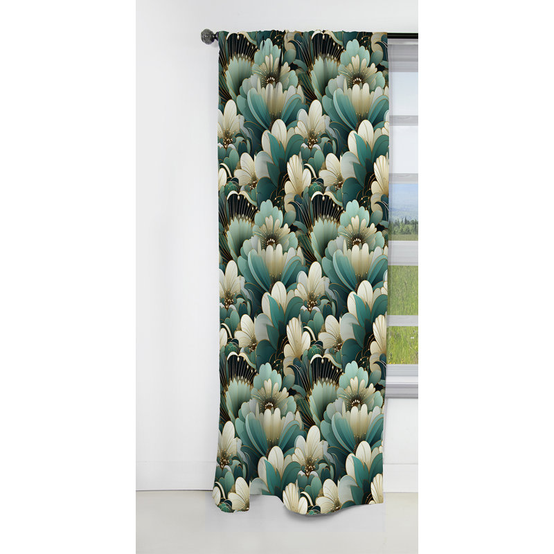 Motif décoratif damassé vert - Rideau damassé - Rideau occultant - 1 panneaux, L 52 po x L 63 po