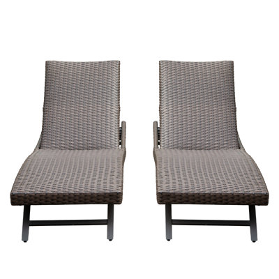 2-Piece Aluminum Wicker Outdoor Chaise Lounge