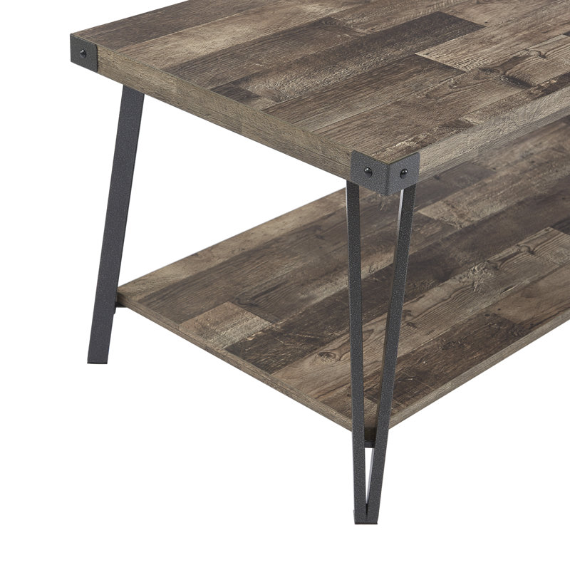 Table basse à 4 pieds Chun avec rangement, Brun