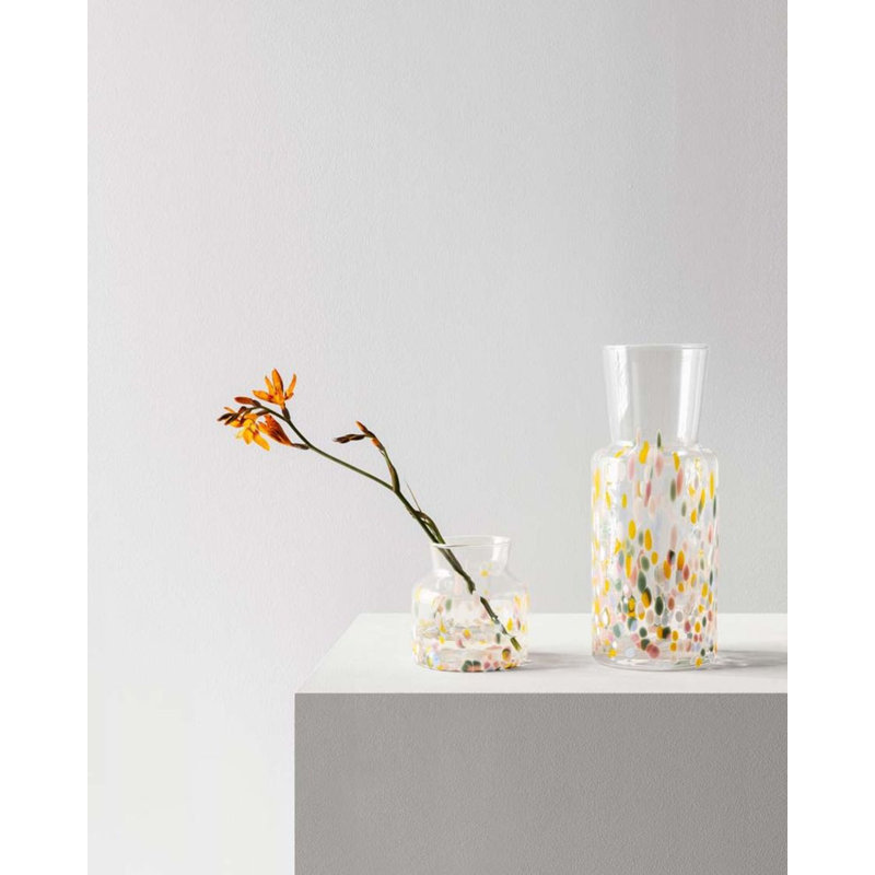 Meadow Glass Table Vase, 4.5" H x 4.3" W x 4.3" D, White/Pink/Yellow/Green