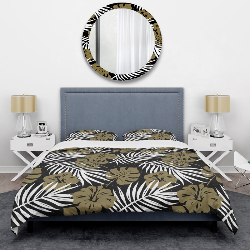 Ensemble de housse de couette en microfibre noir / jaune / olive 3 pièces