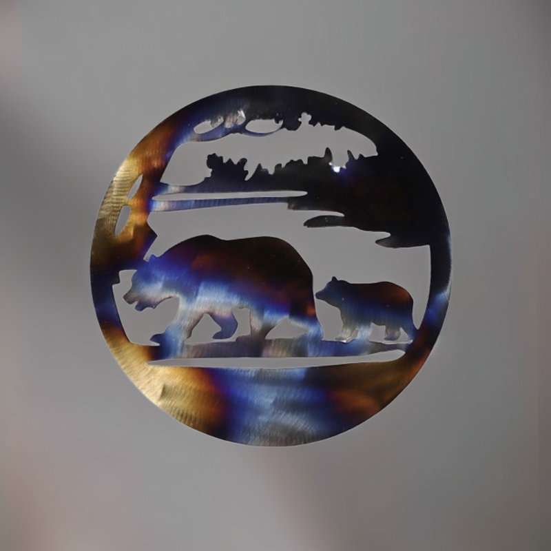 Plaque murale ronde 12 "H avec ourson