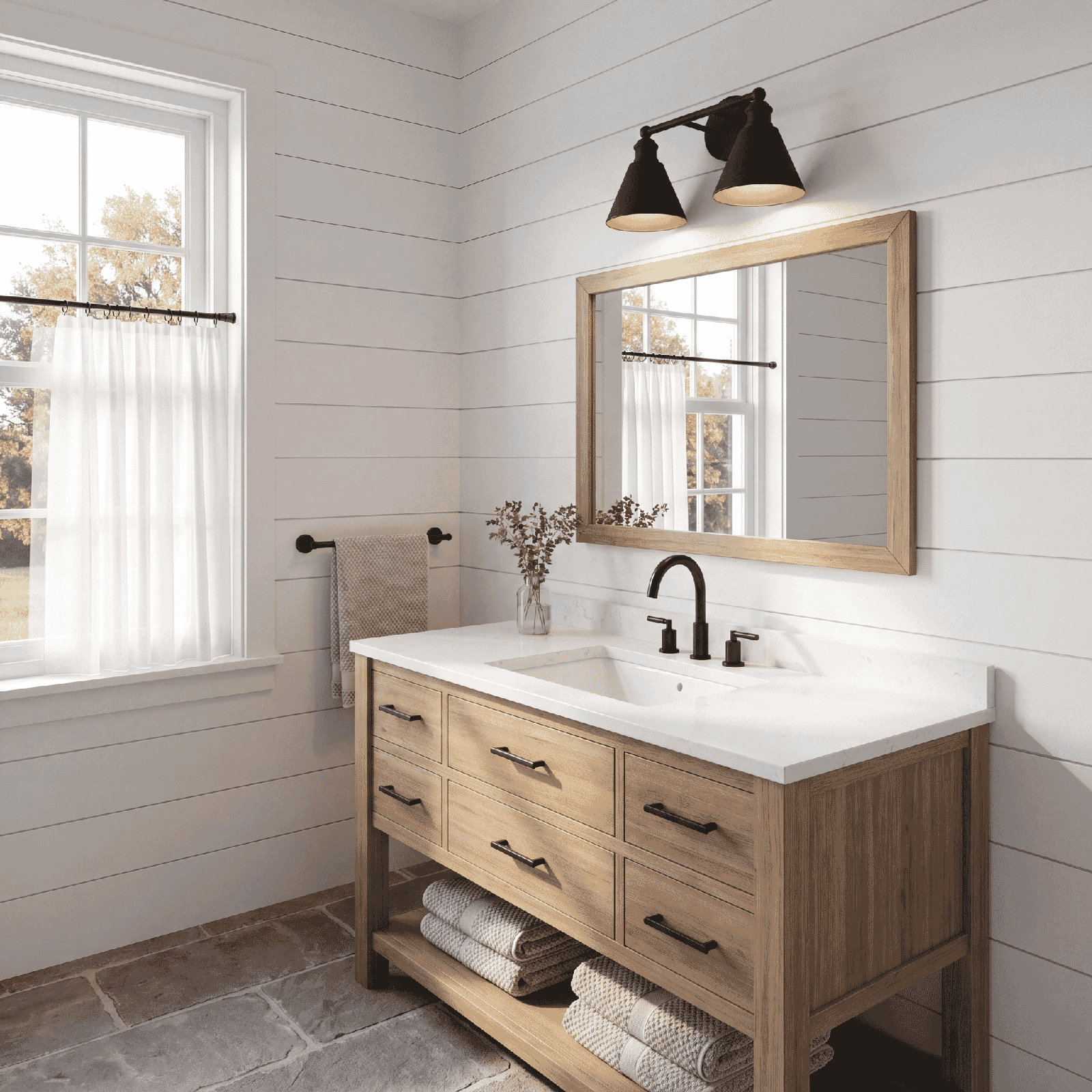 Kera 2-Light Dimmable Vanity Light, Natural Brass