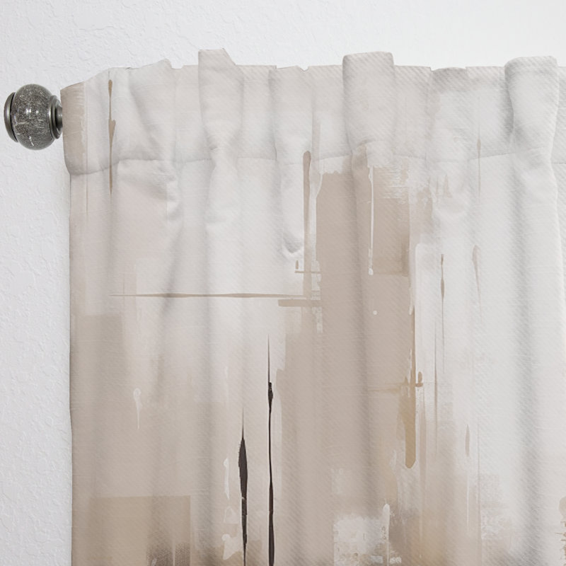 Duda cubism beige Synergy - Rideau abstrait - Velours obscurcissant - 1 panneau, L 52 po x L 108 po