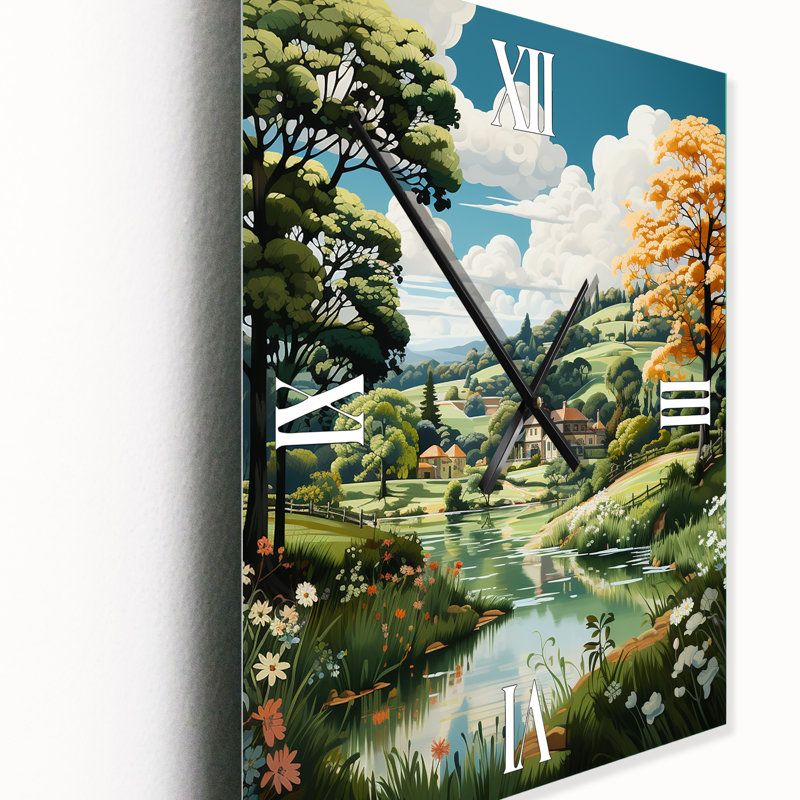 Countryside Tranquil Pond II - Landscape & Nature Very Large Wall Clocks, H 32 po x l 16 po x P 1 po