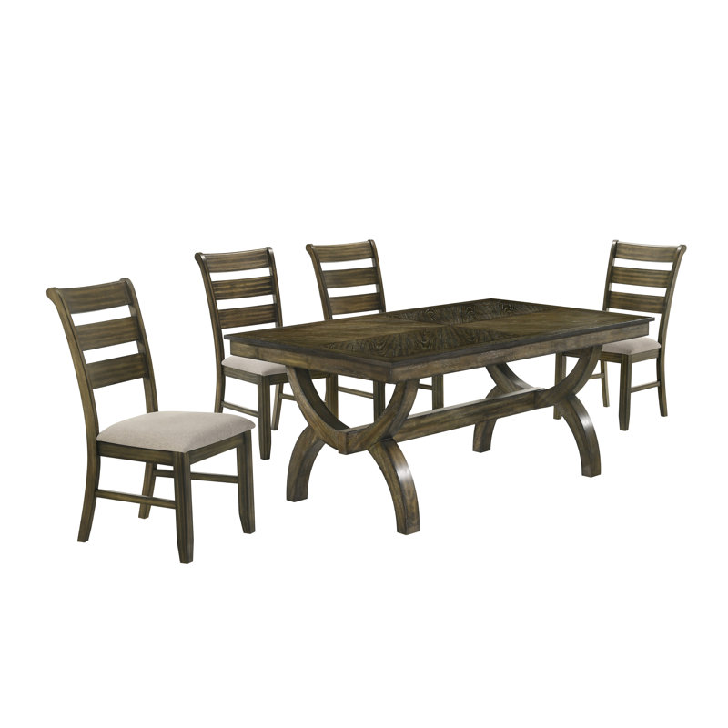 Traditional Dining Set With Ladderback Chairs, 5